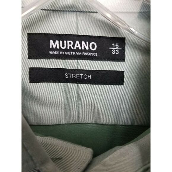 Murano Button Down Men's Dress Shirt Color Green Long Sleeves NWT Size 18/35 - Picture 4 of 5